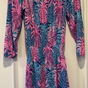 Lilly Pulitzer Off Should Romper Cyla Skort Size XXS Pineapple Print Blue Pink